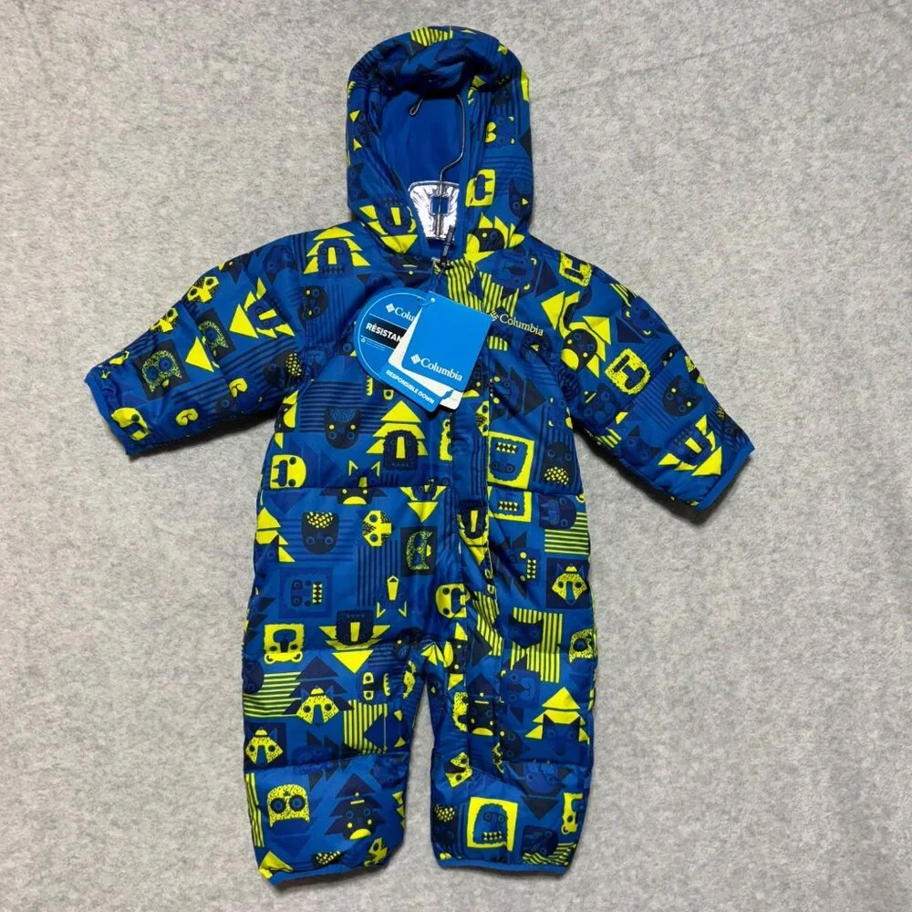 Columbia Snowsuit 3-6 months Snuggly Bunny Infant Bunting Blue Yellow Owls Fox